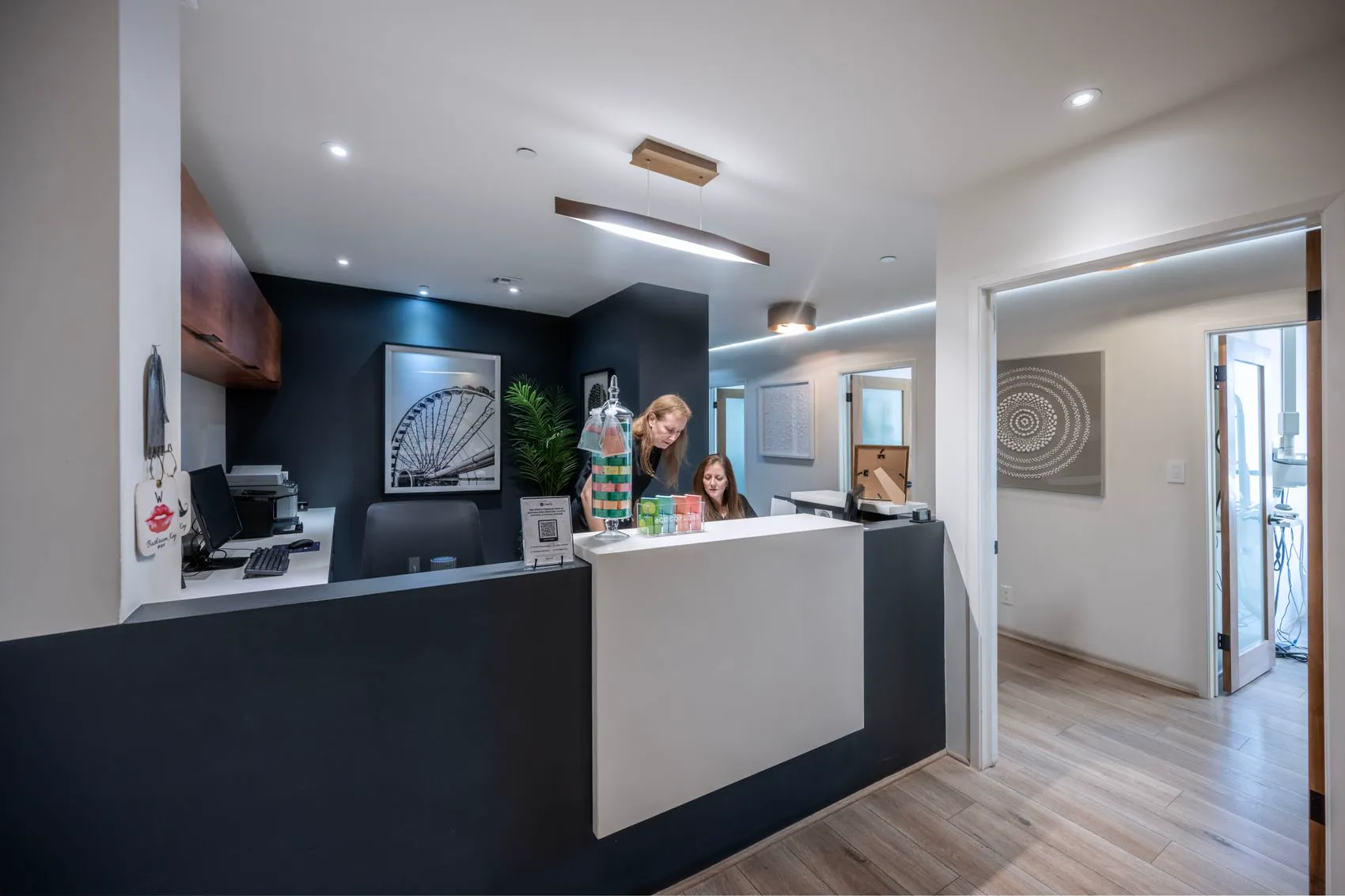 The reception desk and waiting area